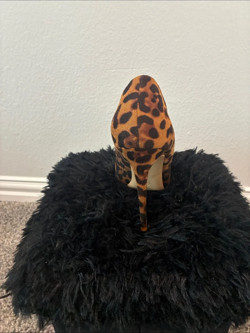 Leopard Print Pointed Toe Stiletto Pump - Brown/Black